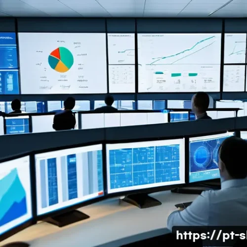 Home 33 스마트물류 실무 도구와 소프트웨어 - A modern logistics control room with large digital screens displaying real-time IoT data such as GPS...