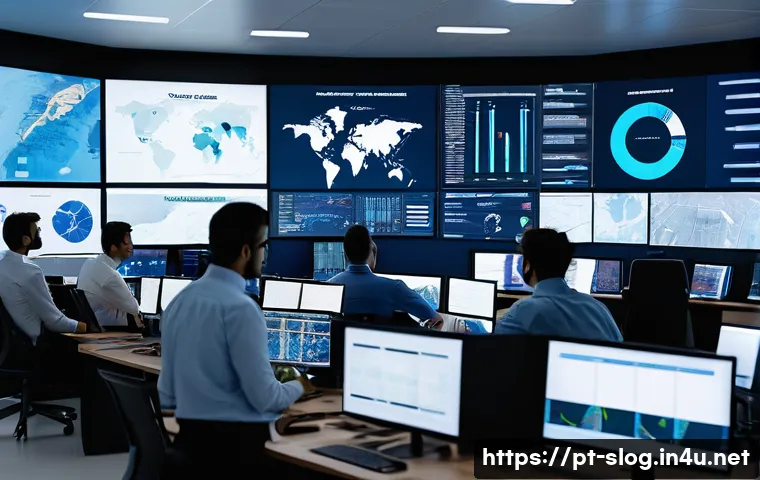 스마트물류 관련 국제 인증 - A modern logistics control room with diverse Brazilian professionals monitoring real-time data on la...